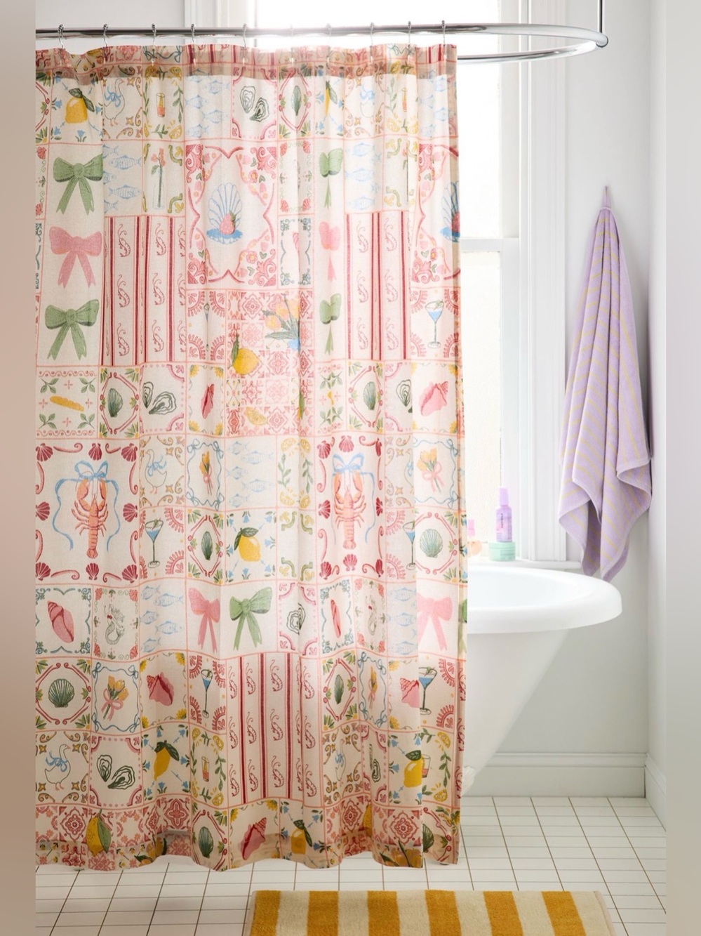 Urban Outfitters Porto Tile Pattern Shower Curtain NEW